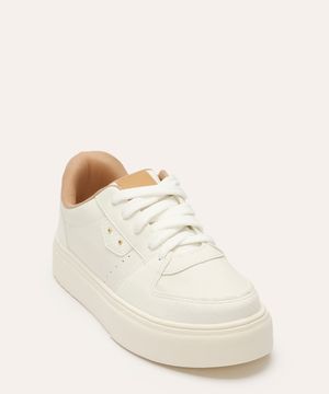 tênis casual flatform com recortes oneself branco