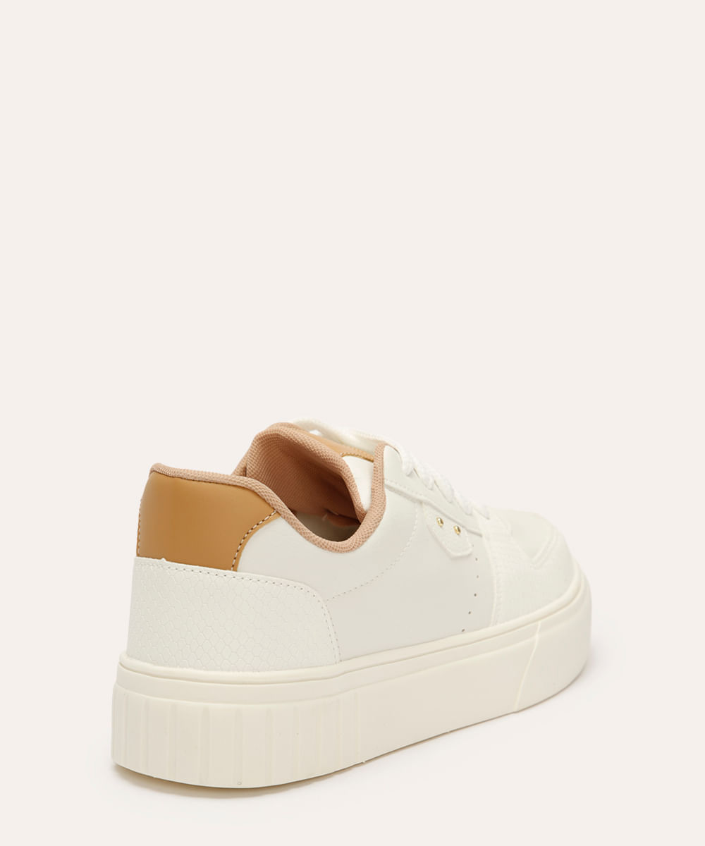 tênis casual flatform com recortes oneself branco