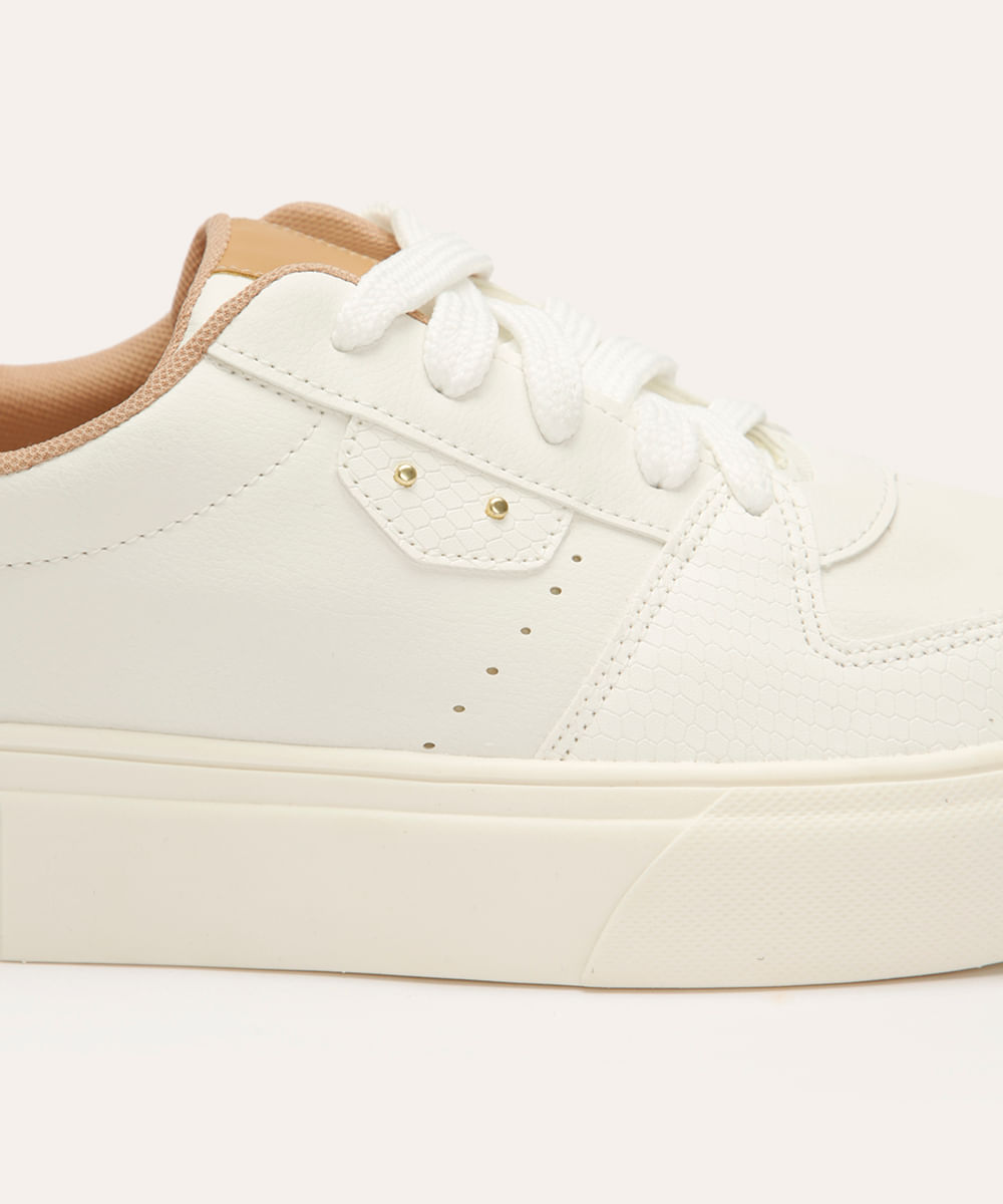 tênis casual flatform com recortes oneself branco