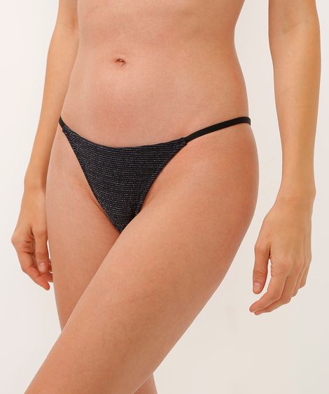 biquíni calcinha tanga string com lurex proteção uv preto