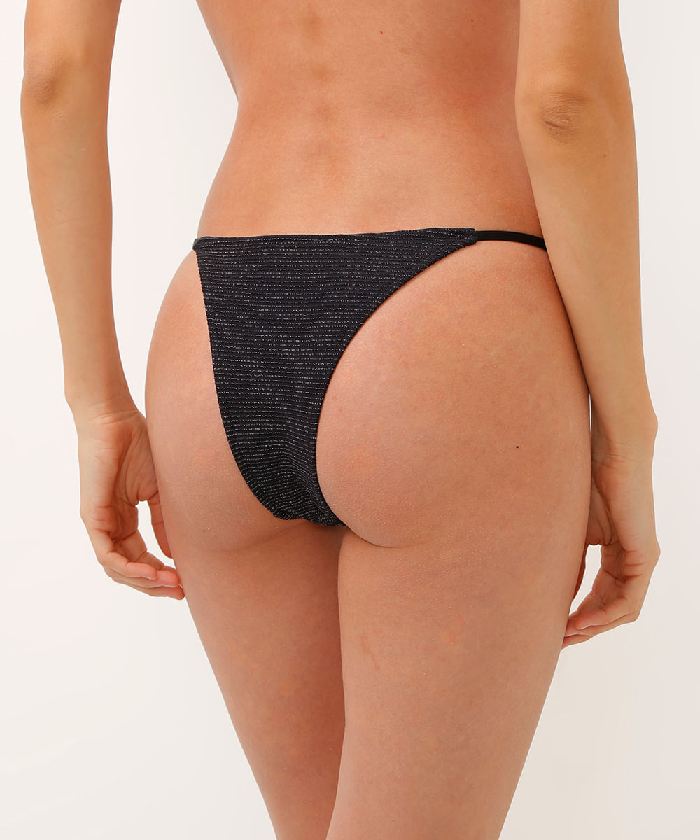 biquíni calcinha tanga string com lurex proteção uv preto