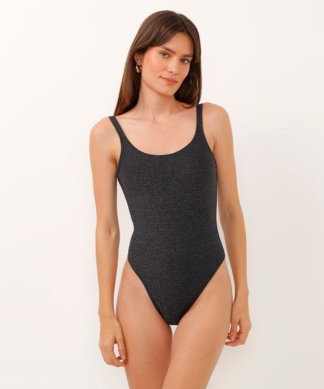 maiô regata com lurex proteção uv preto
