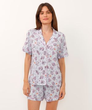 pijama americano curto signos azul