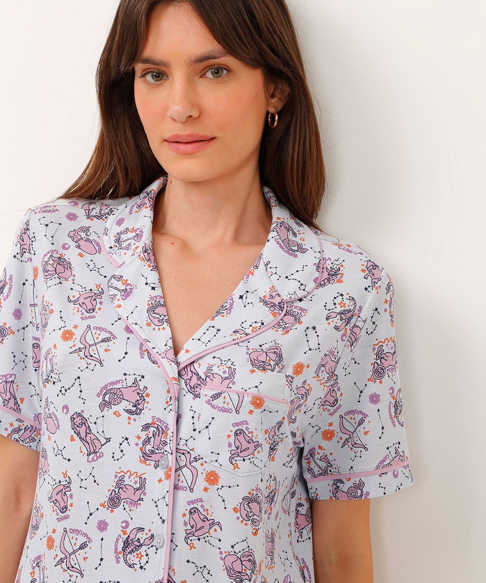pijama americano curto signos azul