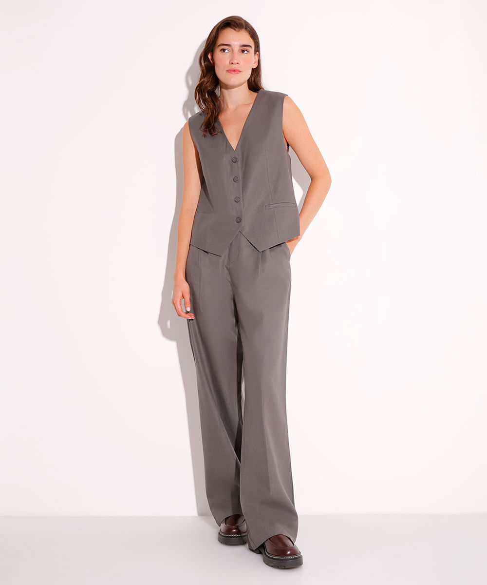 colete classic de linho mindset cinza