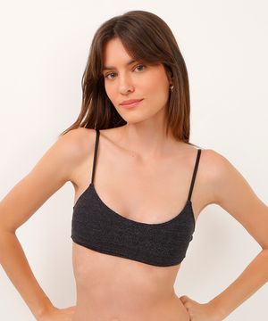 biquíni top bojo removível com lurex proteção uv preto
