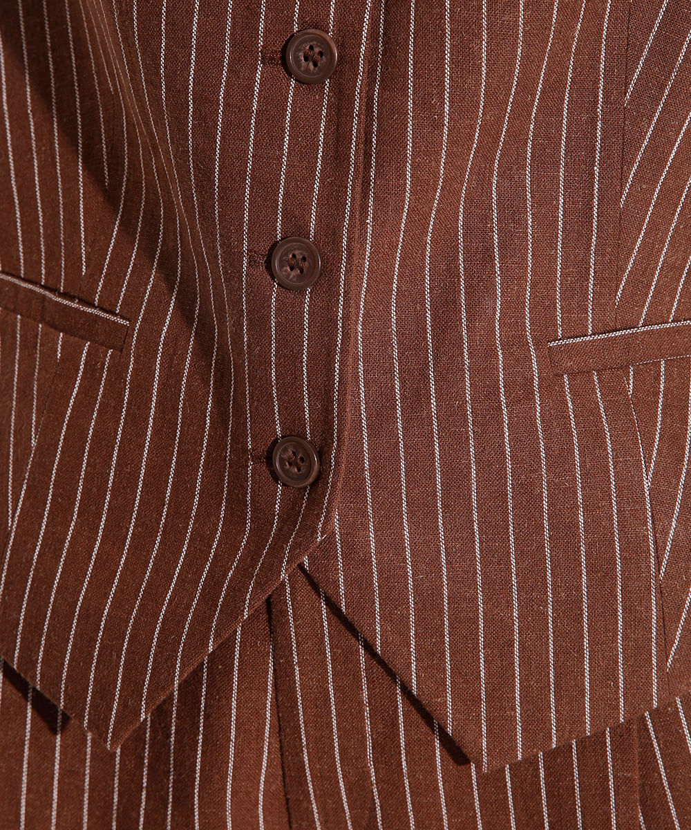 colete de linho risca de giz mindset marrom