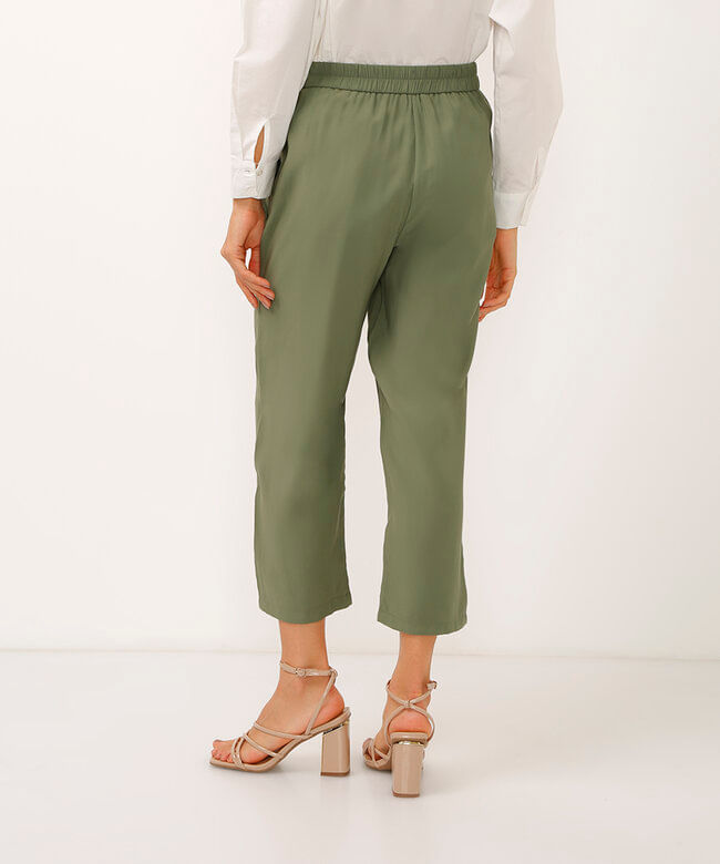 calça jogger de alfaiataria cós com elástico e cordão verde