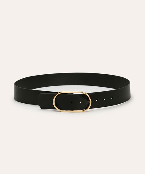 cinto largo fivela oval preto