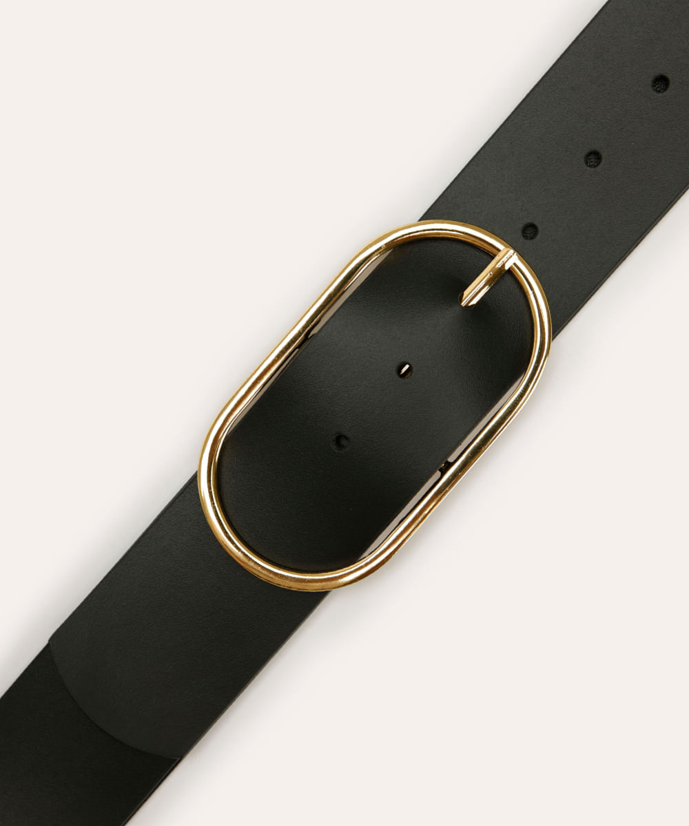 cinto largo fivela oval preto