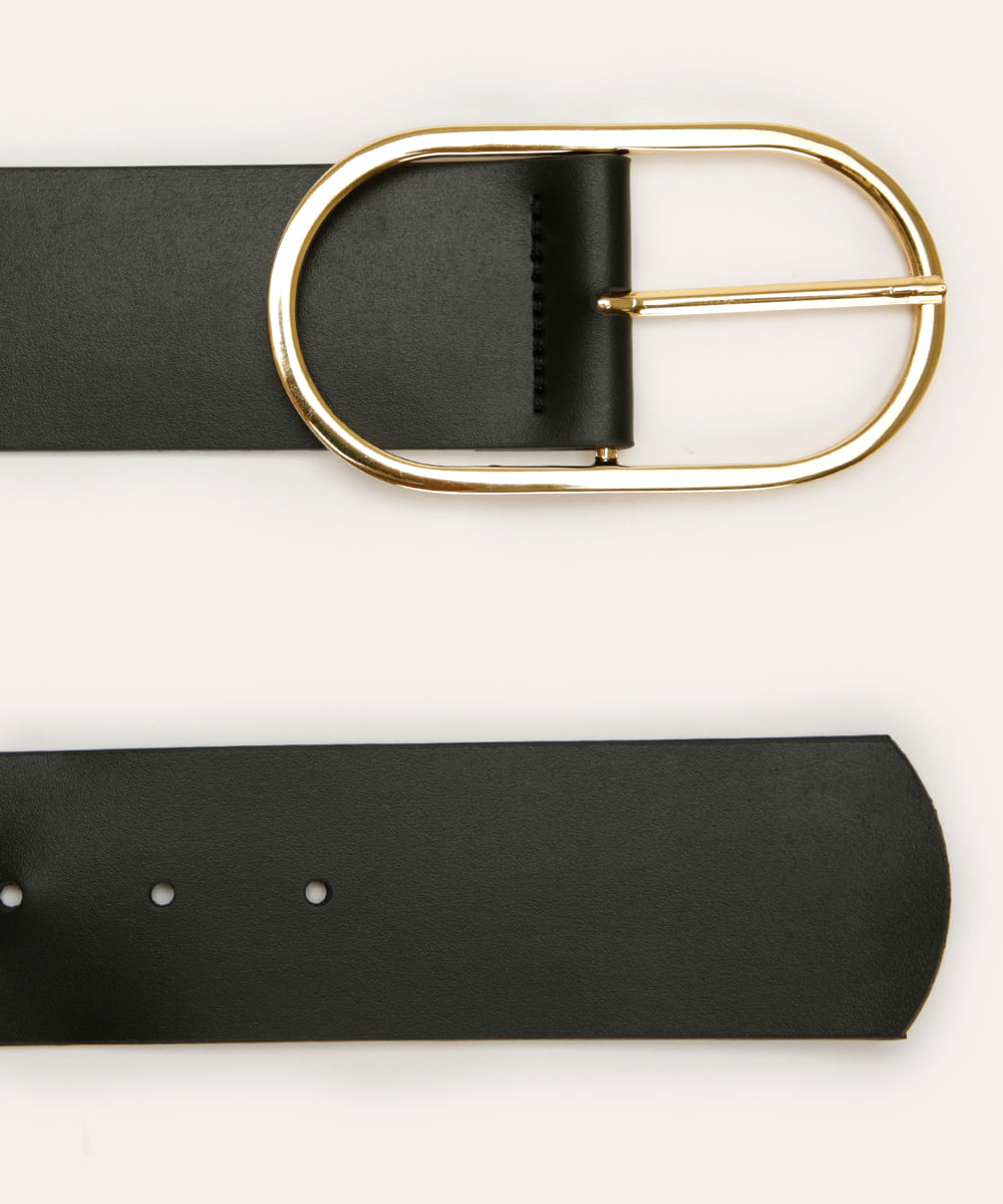 cinto largo fivela oval preto