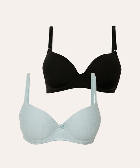 kit de 2 sutiãs meia taça com bojo colorido