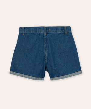 short mom jeans infantil coração azul