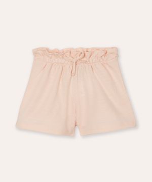 short curto infantil cós com elástico texturizado rosa