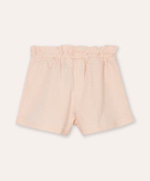 short curto infantil cós com elástico texturizado rosa