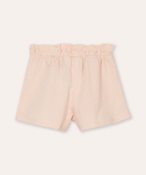 short curto infantil cós com elástico texturizado rosa