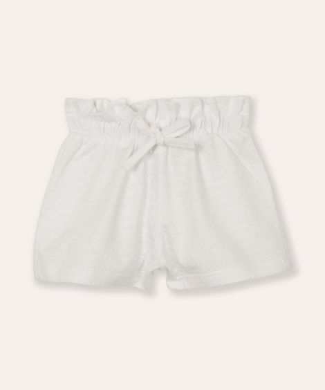 short infantil cós com elástico texturizado off white