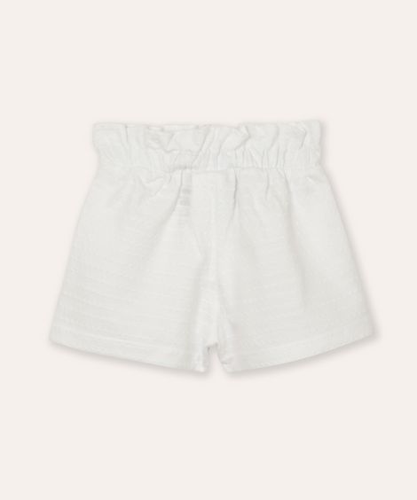 short infantil cós com elástico texturizado off white