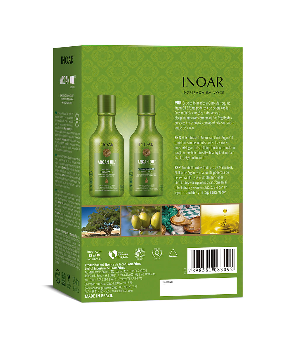kit shampoo e condicionador duo argan inoar