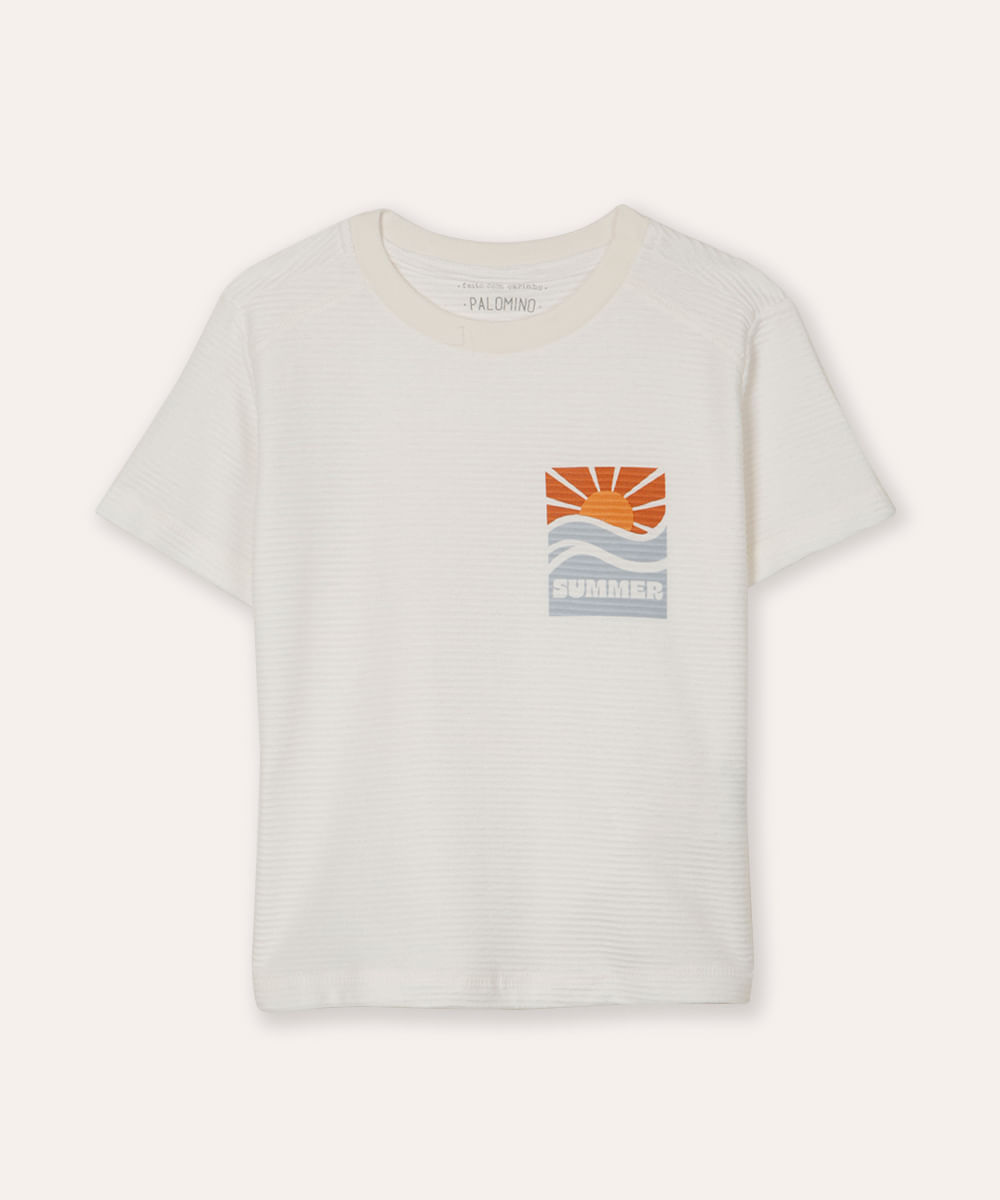 camiseta de algodão infantil texturizada summer off white