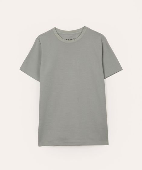 camiseta de algodão juvenil texturizada manga curta azul
