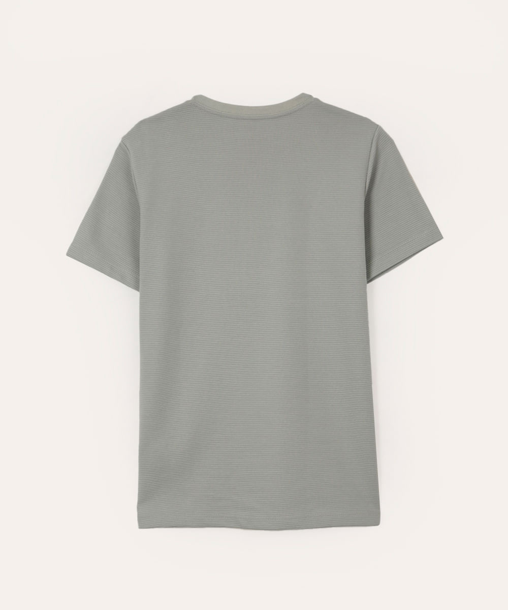 camiseta de algodão juvenil texturizada manga curta azul