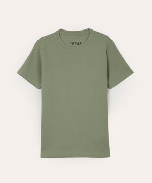 camiseta de algodão juvenil texturizada manga curta verde