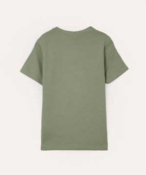 camiseta de algodão juvenil texturizada manga curta verde