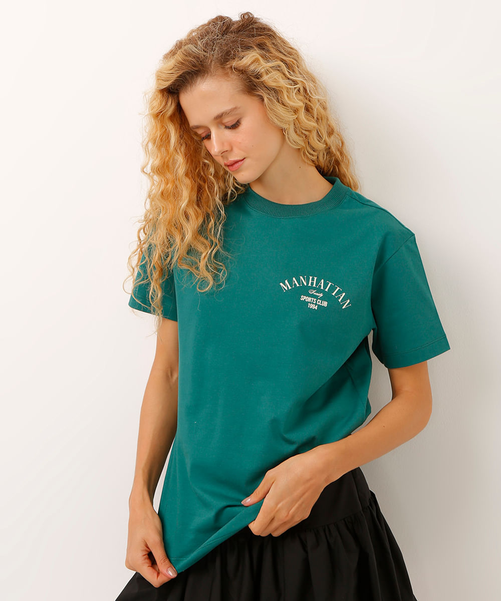 camiseta de algodão manga curta manhattan verde