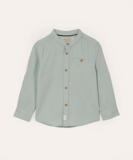 camisa infantil manga longa gola padre azul claro - azul ceu