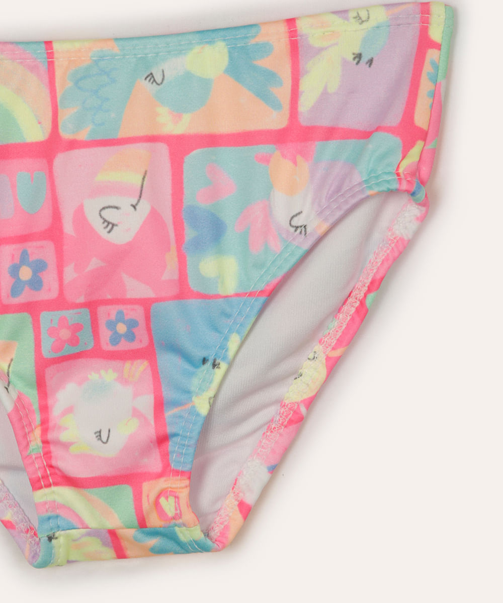 biquíni infantil passarinhos proteção uv rosa