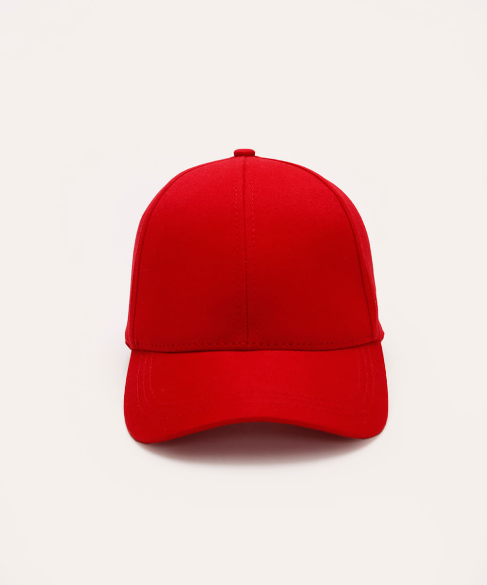 boné de sarja aba curva bege médio - vermelho