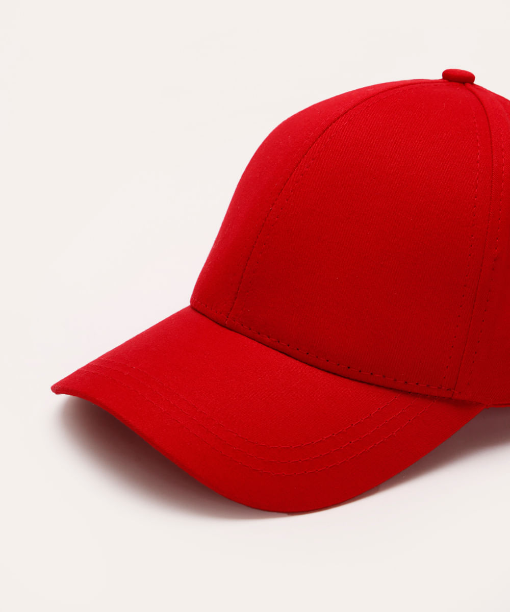 boné de sarja aba curva bege médio - vermelho