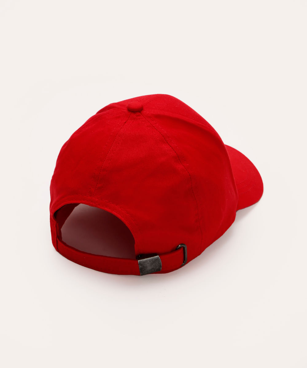 boné de sarja aba curva bege médio - vermelho