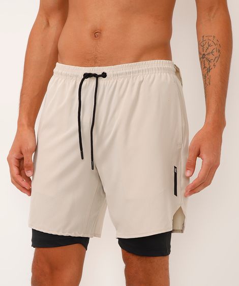 short com bermuda de compressão esportivo bege