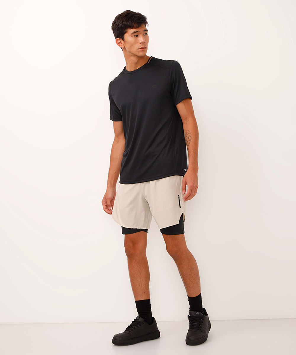 short com bermuda de compressão esportivo bege