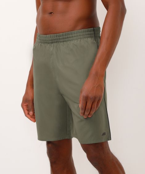bermuda esportiva masculina reta com nervuras verde