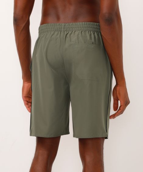 bermuda esportiva masculina reta com nervuras verde