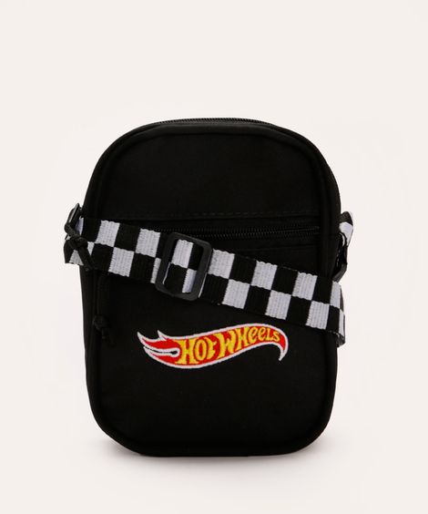 bolsa shoulder infantil hot wheels preta