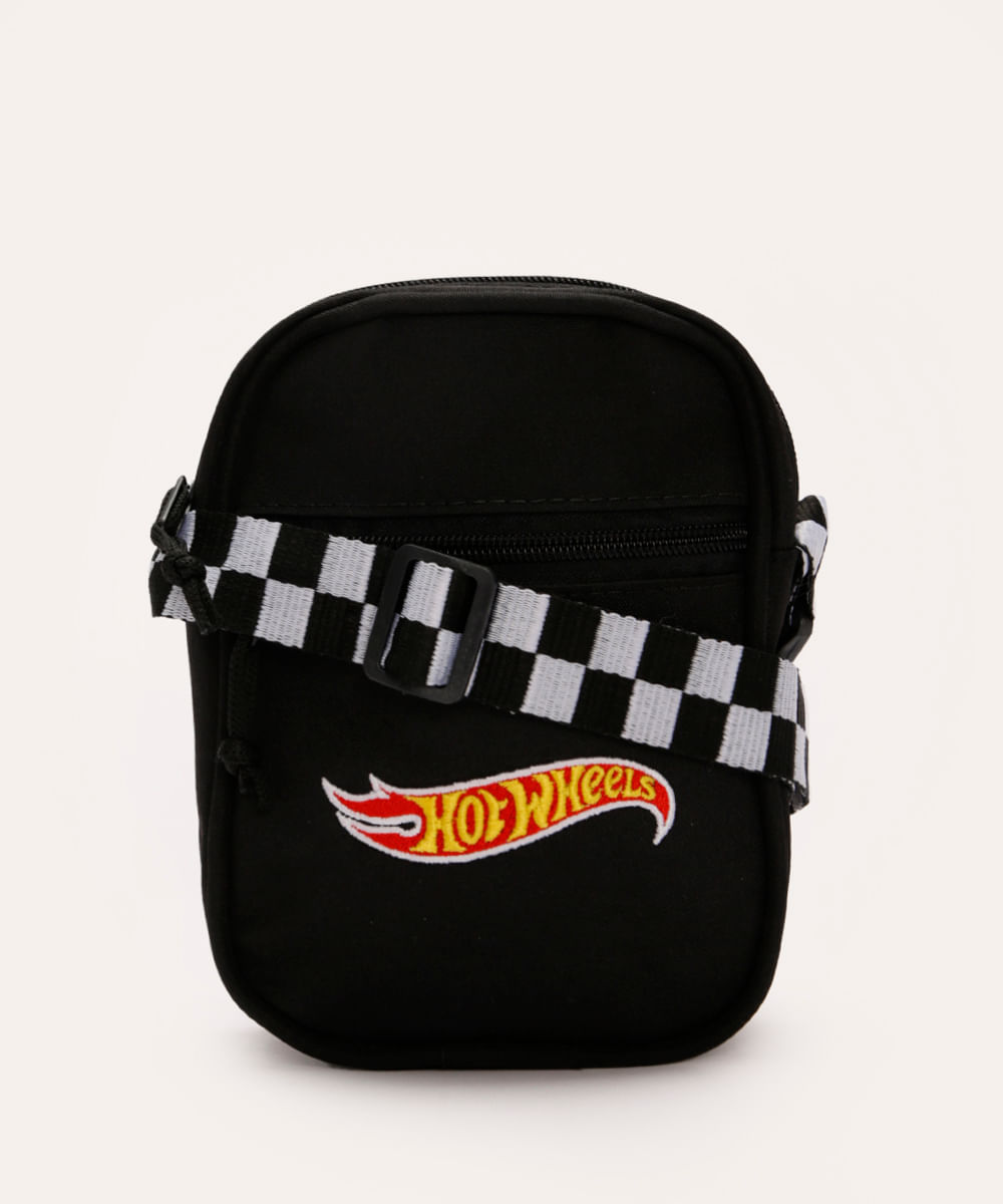 bolsa shoulder infantil hot wheels preta