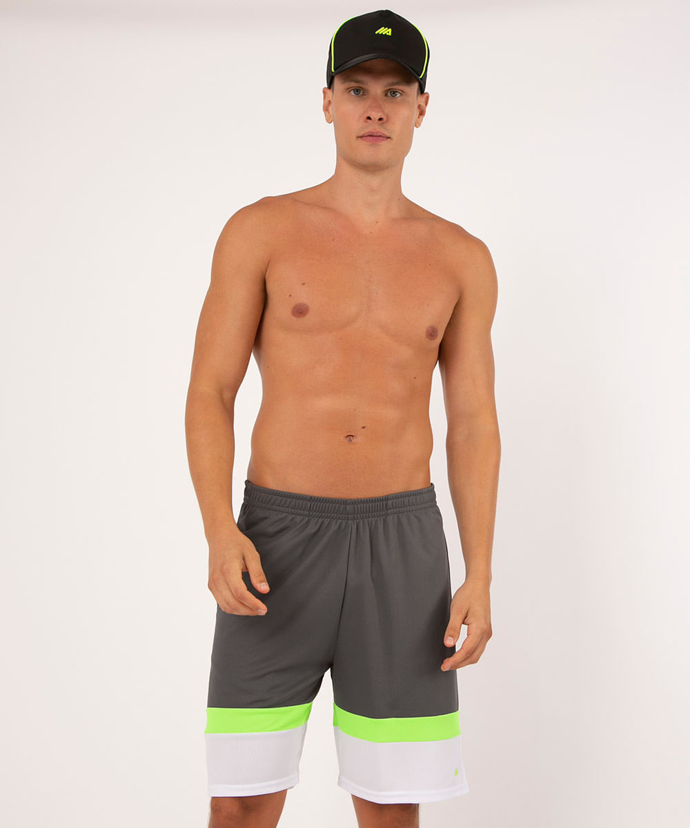 bermuda masculina com recortes cinza