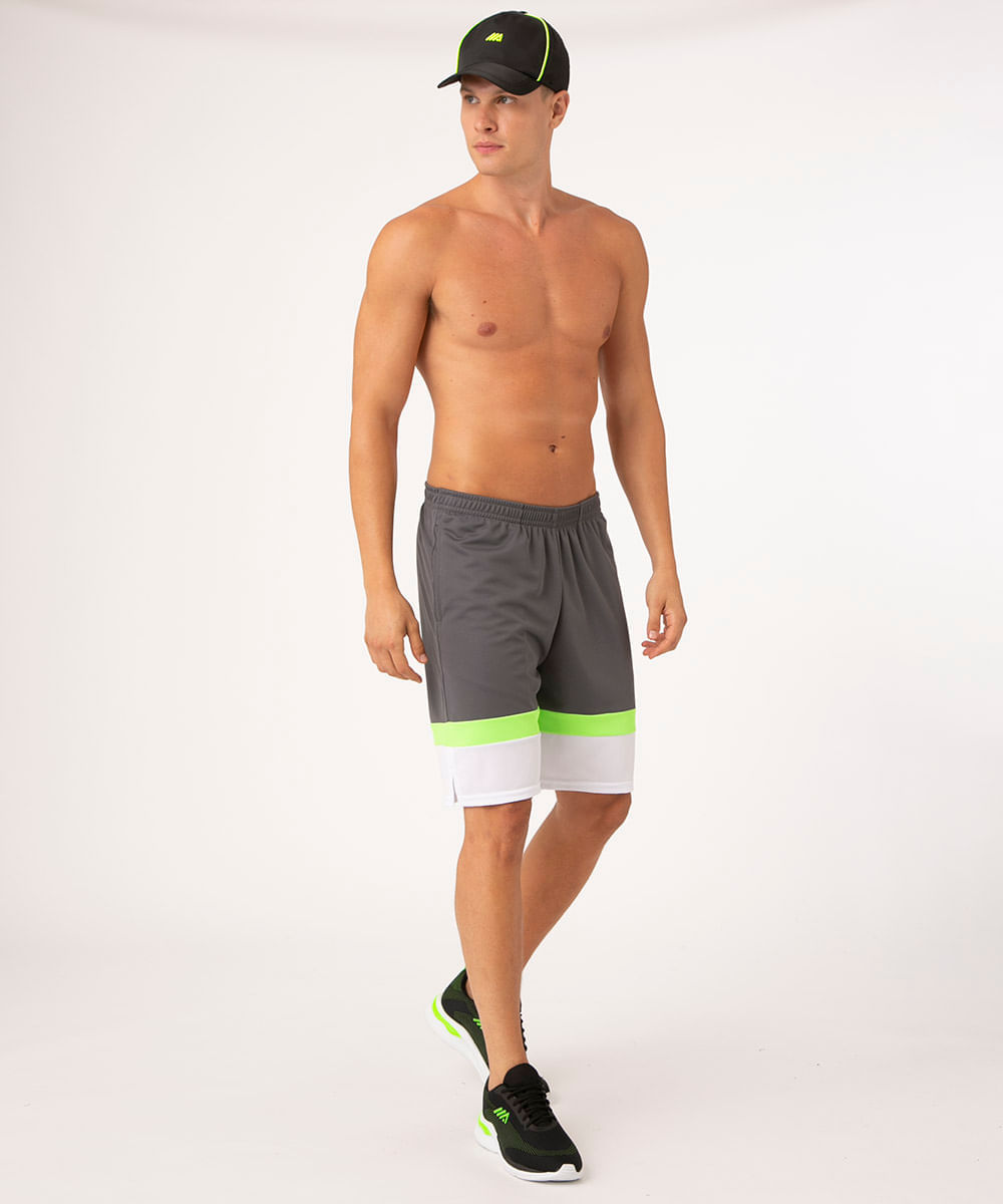 bermuda masculina com recortes cinza
