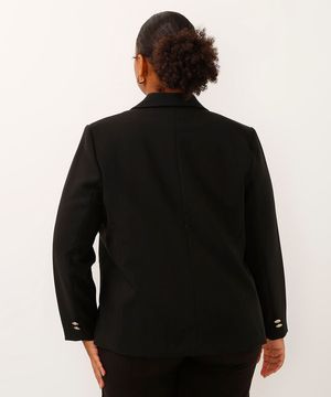 blazer de alfaiataria com ombreiras plus size preto