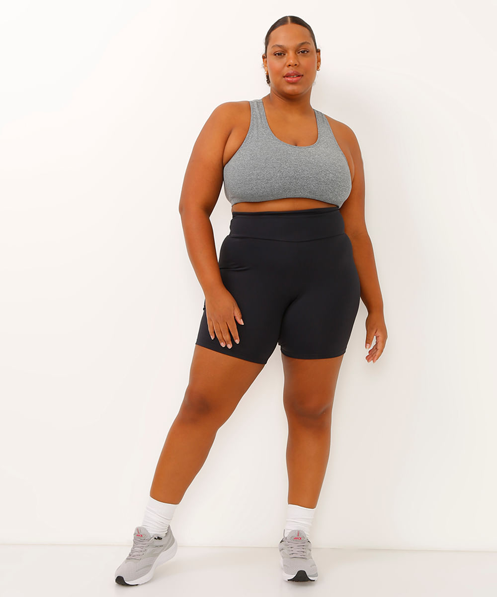 bermuda ciclista plus size esportivo ace preto - preto