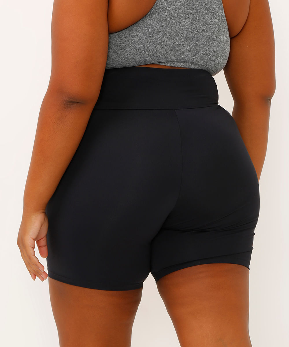 bermuda ciclista plus size esportivo ace preto - preto