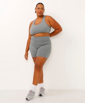 bermuda ciclista plus size esportivo ace cinza mescla