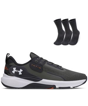 Kit 1 Tênis Tribase Lift e 1 Pct com 3 pares Meia Under Armour Heatgear cano alto Cinza