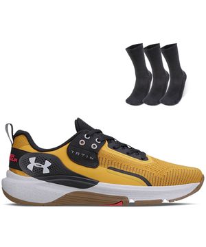 Kit 1 Tênis Tribase Lift e 1 Pct com 3 pares Meia Under Armour Heatgear cano alto Amarelo