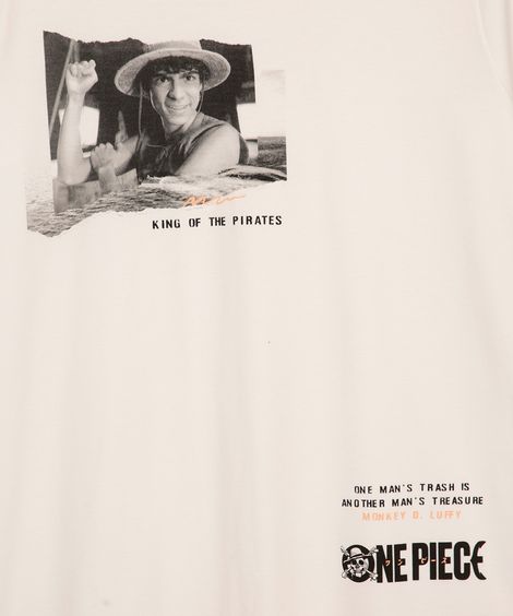 camiseta de algodão infantil manga curta one piece off white