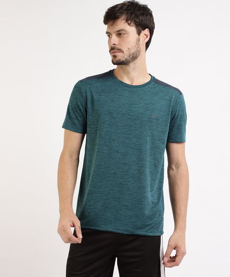 camiseta masculina esportiva com recorte - petroleo